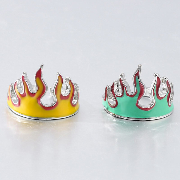 Avausrenkaat Vintage säädettävä metalliseos muotoutumaton Unisex Tyylikäs Flame Open Finger Sormukset juhliin Yellow