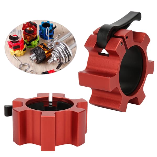 2 stk. Aluminium Safe Lock Collars Klemme Spenne Vektløfting Stang Vektskive Låsing Spin Klipp Treningsutstyr Tilbehør rød