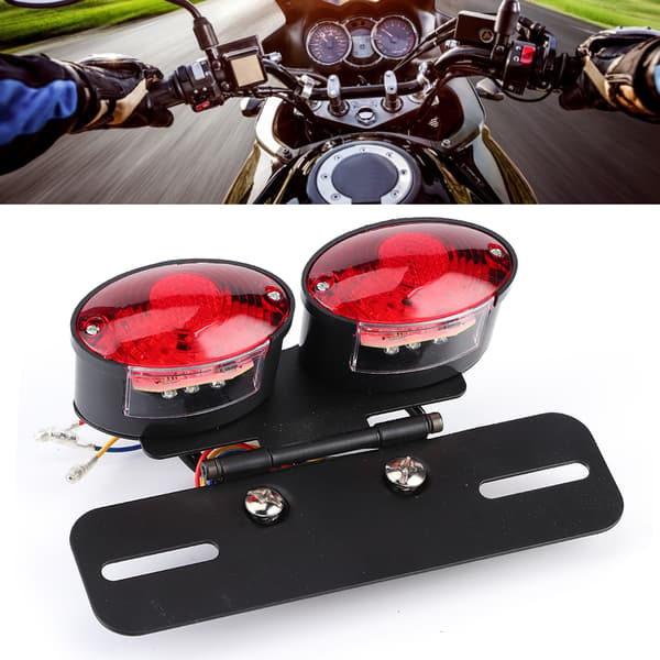 Universal LED Oval Motorcykel Blinklys Nummerplade Lys Dobbelt Pære Montering