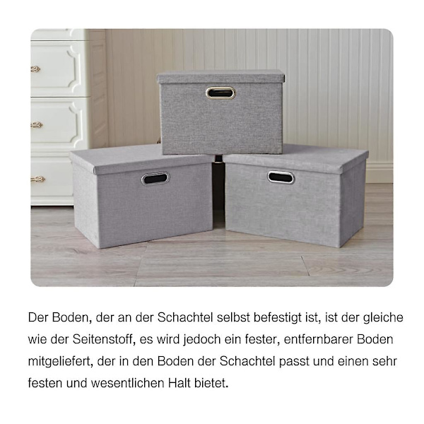 Sammenklappelig opbevaringsboks, opbevaringsboks, foldbar linnedtøjsopbevaringskurv, med låg, grå