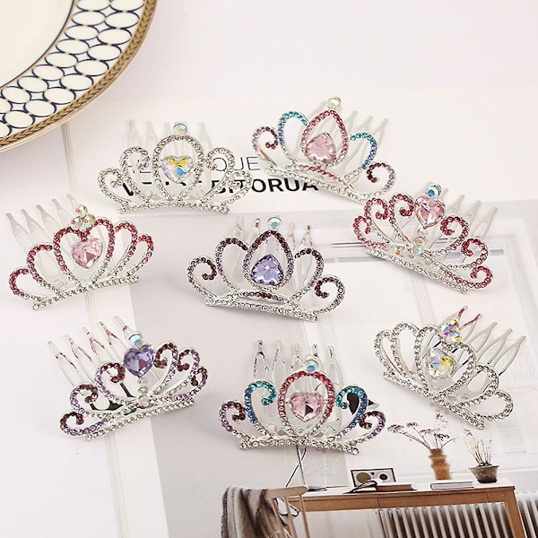 Tjejer Insert Comb Bow-kont Hårkam Krona Blomma Huvudbonad Barndagspresent Purple D