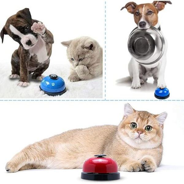 Hundeklokke, 2 stykker kæledyrstræningsklokke, katteklokke, kat- og hundetræningsklokke, kæledyrskommunikationsenhed (blå, rød)