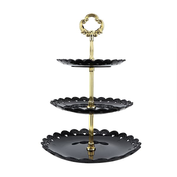 Sort 3-lags cupcake- og dessertdisplaystand til fødselsdagsfest og bryllup