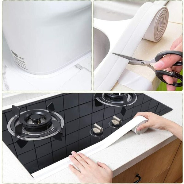 Tiivistysnauha Kylpyhuoneen valkoinen silikonitiivisteteippiallas PE itseliimautuva keittiönurkan tiivistyssakset (320x3,8C)