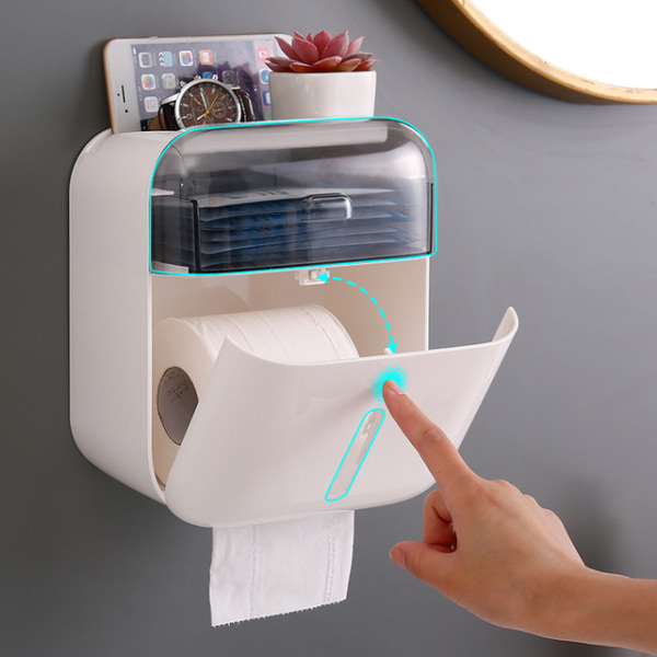 seinään kiinnitettävä wc-paperilaatikko, ilman porausta, wc-paperin säilytykseen (vaaleanpunainen)