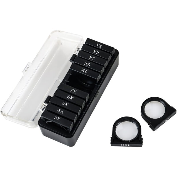 Pannbandsförstorare med LED-lampor med 2 LED-lampor Utbytbara linser 3X 4X 5X 6X 7X 10X 15X för Reading Craft Wat