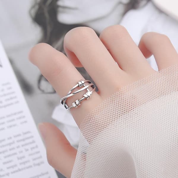 925 Sterling Sølv Fidget Angst Ring Stress Relief Perle Ring til Kvinder