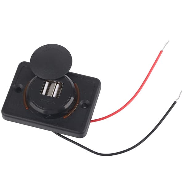 3.1A Dobbelt USB Biloplader 12V 24V Sort LED Gult Lys
