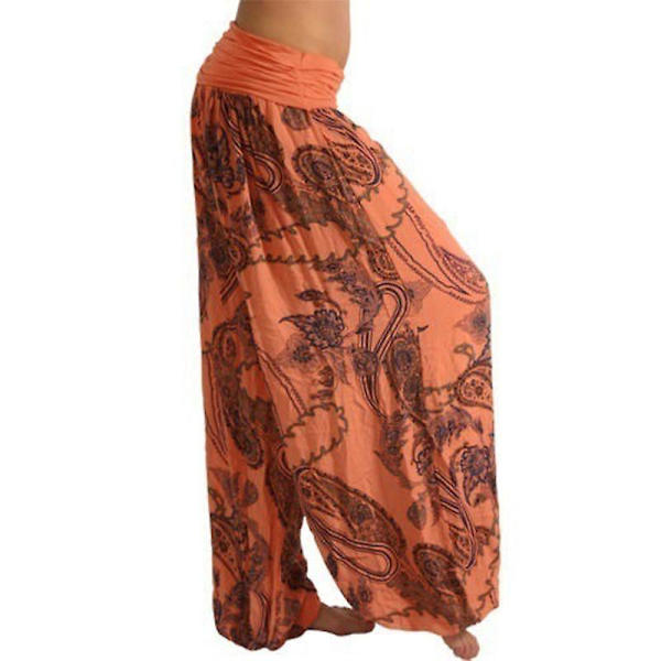 Boho lösa yogabyxor för kvinnor Orange XL