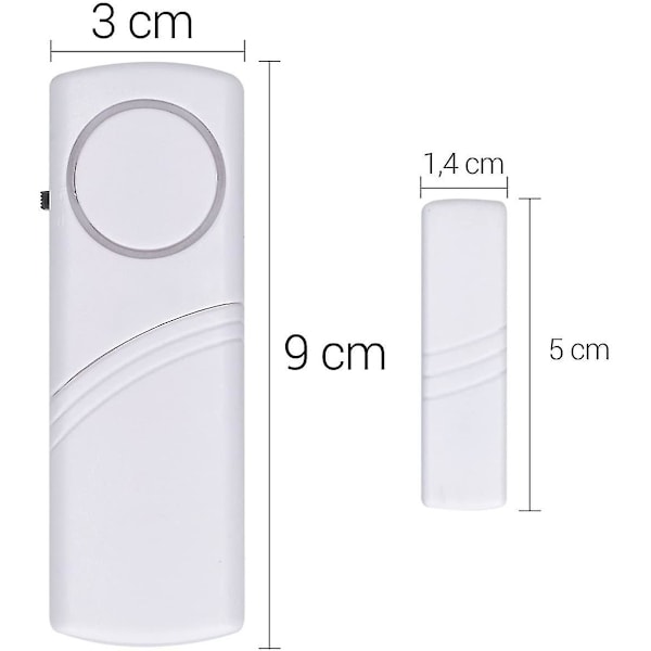 P Dörr- och fönsterlarm - Lot 4x Trådlöst intrångslarm - Hemsäkerhet mot inbrott - Magnetisk drift - 100 Db