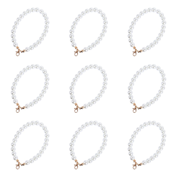 9 stk håndlavet perle nøglering tilbehør diy nøglering ornament Beige