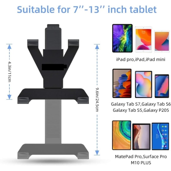 Universal Car Dashboard Tablet Holder, 360 graders rotation, TPU sugekop limstift, kompatibel med iPad Mini 4/3/2/