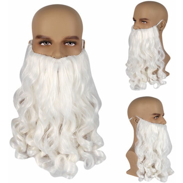 Julemands tilbehørssæt, hvid, med paryk og skæg