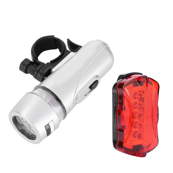 Vattentätt 5 LED Cykel Framlykta Bakre Säkerhetsljus Set Silver