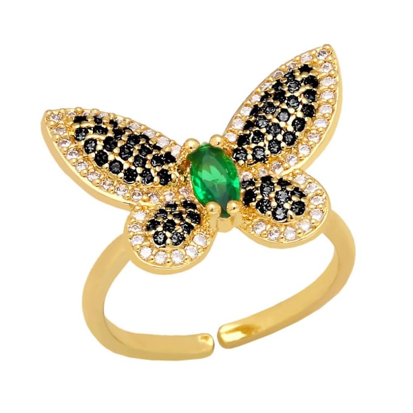 Ring Vintage Zircon Butterfly Fashion Smycken Ac8705 Black