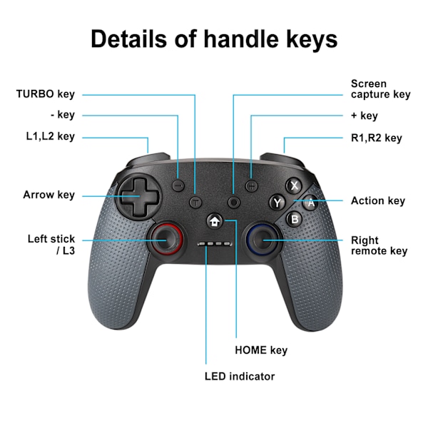 Trådløs håndkontrol til Nintendo Switch Svart