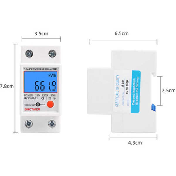 DDS6619-012 bakgrundsbelyst display hushålls enfas multifunktion elektronisk räls energimätare 5-80A 230V 50Hz