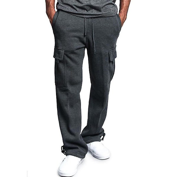 Miesten yksiväriset kiristysnauhahousut Dark Grey L