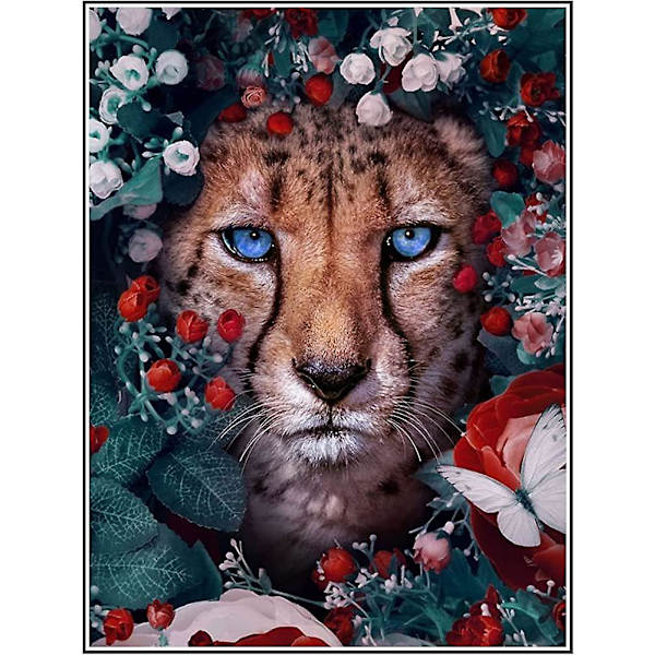 5D Diamond Painting Cheetah Butterfly Flower (30*40cm)
