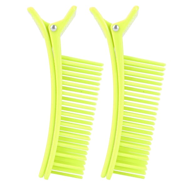 Fluorescerande Grön Hårsektioneringsklämma Stylinggrepp 2-pack