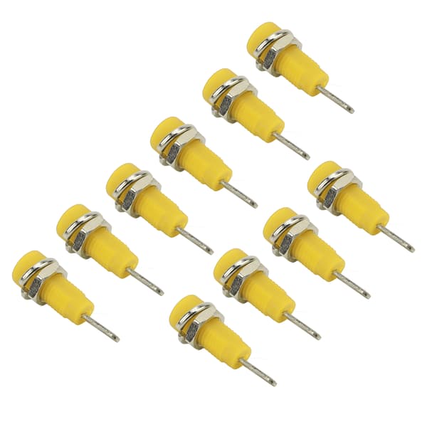 Gul 2 mm Banana Jack Panel Socket Extended Post Plug Adapter för elektroniskt instrument (10st J.40003)