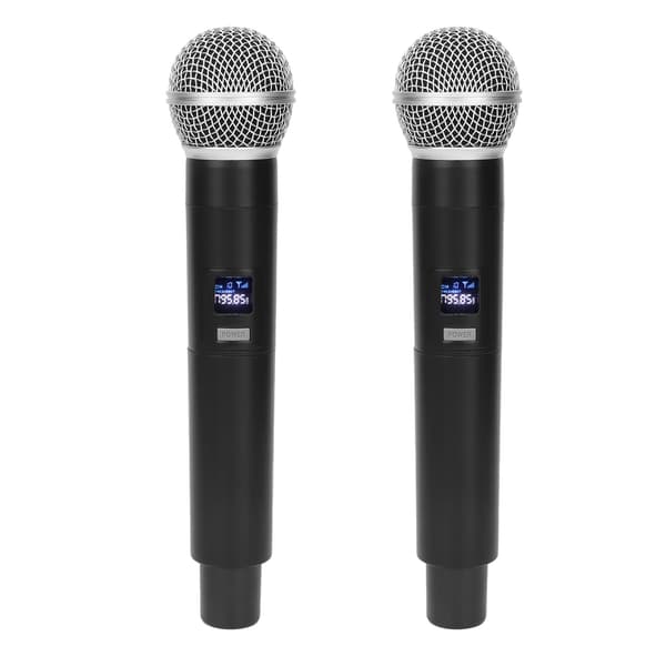 Trådløst Mikrofonsystem Professionelt 1 for 2 Håndholdte Trådløse Dynamiske Mikrofoner til Sang Karaoke Kirke