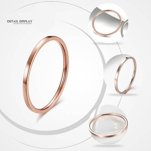 Kvinder mode glat tynd titan stål bånd finger ring bryllup smykker gave Rose Golden US6