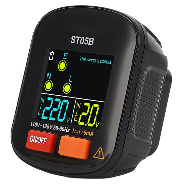 Stikkontakttester med LED-display US-stik 110-125V