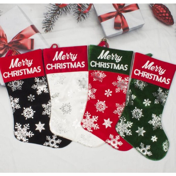 Bronzing Snowflake Socks Julstrumpor Juldekorationer A