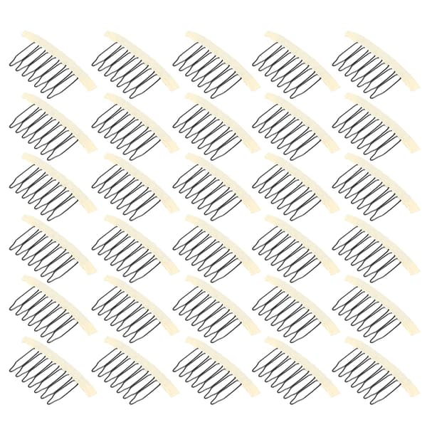 30 Wig Clips i rostfritt stål, 7 tänder, håraccessoarer, beige