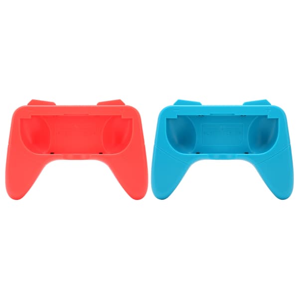 Tåligt Ergonomiskt Greppfodral med 2 Skyddande Kuddar för Switch OLED Controller Röd Blå
