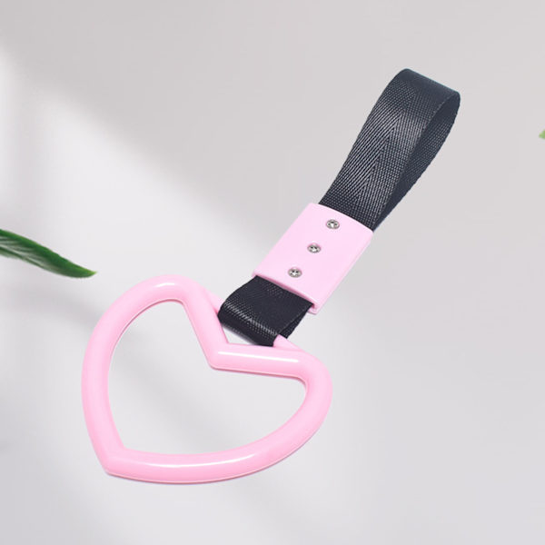Bil Håndtak Stropp Hjerteformet Plast Solid Universal Dekorativ Bakre Støtfanger Varsel Ring Rosa