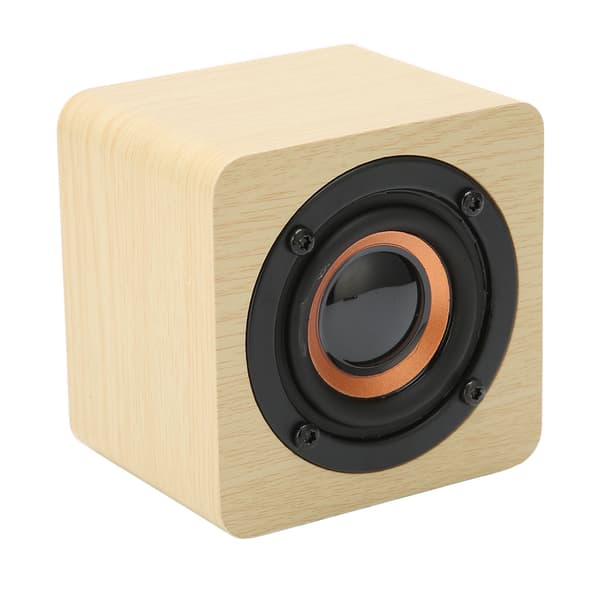 Multifunktionell Retro Trådlös Bluetooth-högtalare för Hemresa Utomhus Gul Träkorn