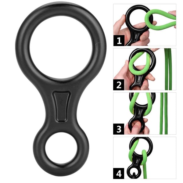 35KN Figur 8 Nedfirer Rappelring Sort Klatre Redningsudstyr