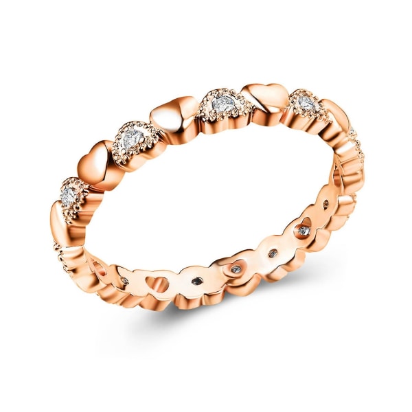 Kvinnor Ring Hjärtform Cubic Zirconia Smycken Söt Mode Utseende Fingerring För Bröllop Rose Gold US 10