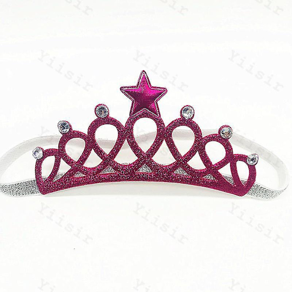 Valmis StockNew Arrival Kimalteleva kruunu Baby päänauhat Tytöille Joustavat Hiusnauhat Hiustarvikkeet Rose Red