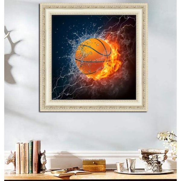 5D DIY Water Fire Basketball Diamantmaling (35*35 cm)