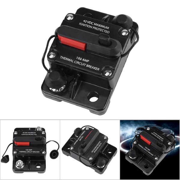 12V 42V DC Bilradio Inline Strömbrytare Manuell Återställning 100A
