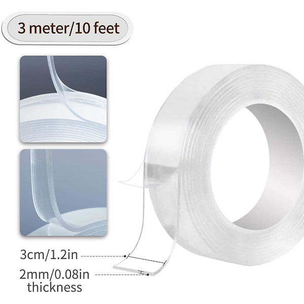 Ikke-mærkende tape, 30 mm bred, 3 meter lang, 2,0 mm tyk
