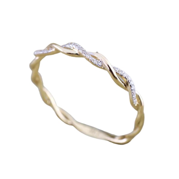 Kvinnor Ring Twisted Shape Strass Smycken Utsökt Bright Luster Ring för bröllop Rose Gold US 5