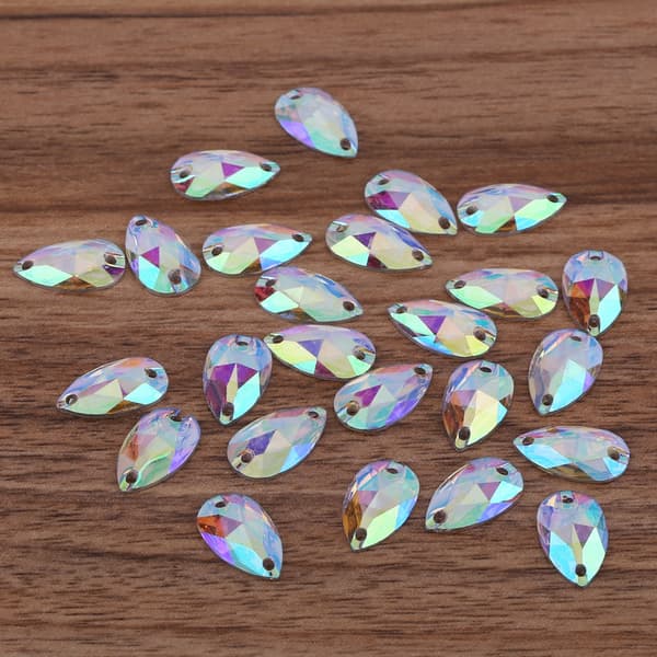 200 st Drop Shape Resin Flatback sömnad Rhinestone med dubbla hål dekoration