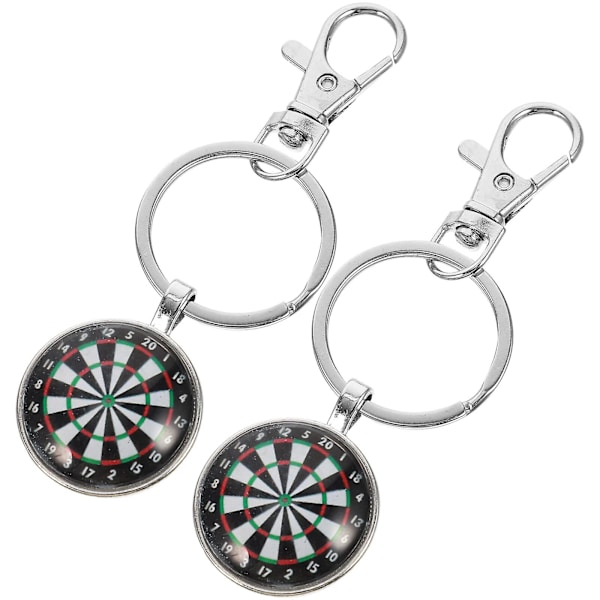 2st Retro Glasnyckelringar Dart Target Nyckelhållare Hänge Silver Legering Nyckelringar Present Hantverk Ornament