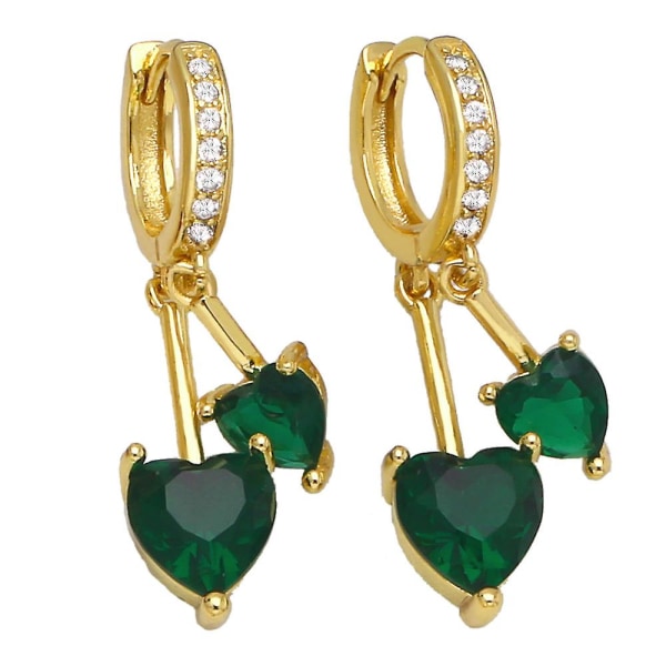 Örhängen Vintage Zircon Heart Stud Modesmycken Ac9934 Green