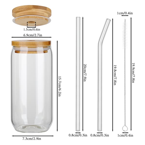 16oz Mason Jars Sett med Bred Munn