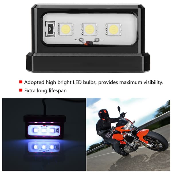 Universal Motorcykel Nummerplade LED Lys Sort Alle Modeller