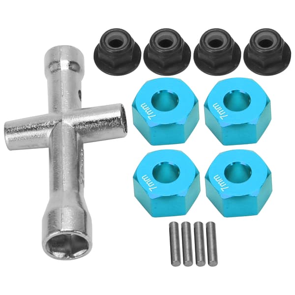 12mm Hex Adapter 7mm Tjock M4 Fläns Låsmutter Kryssnyckel Set för 1 10 RC Bil Blå