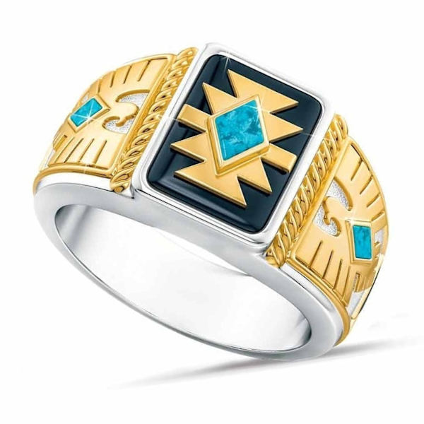 Snidade Knuckle Rings Totem Antik Golden Creative Eagle Snidade Symbol Ring för vardagen US 8