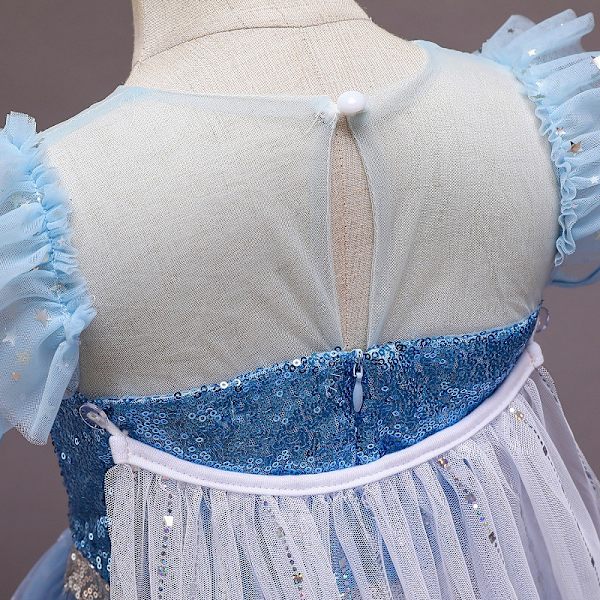 Princess Elsa print pailletter kjole med kappe 140cm