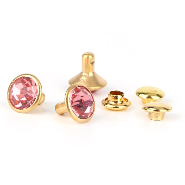 Fargerike Rhinestone Nitter Cap Stud Sett - DIY Håndverk Dekorasjon (Rosa Krystall)