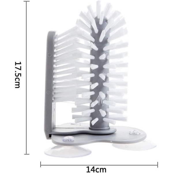 2-osainen lasikuppien puhdistusharja Kaksipuolinen lasikuppiharja imukupeilla Astianpesuharja keittiön pesualtaan puhdistusvälineille